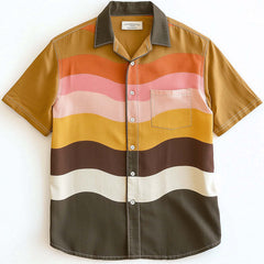 Men's Wave Stripe Print Short Sleeve Shirt MTA2553C1P