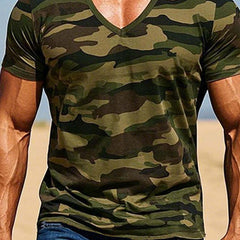Men's Army Green Camouflage Short Sleeve T-Shirt 37413482P