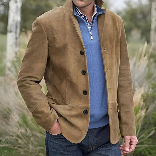 Men's Casual Wool Blend Lapel Single-breasted Slim Short Coat 85856791M