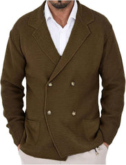Double-Breasted Knit Cardigan Sweater for Men - Stylish and Versatile Outerwear