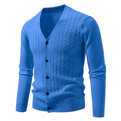 Stylish V-Neck Cable Knit Cardigan Sweater for Men - Perfect for Casual and Formal Wear