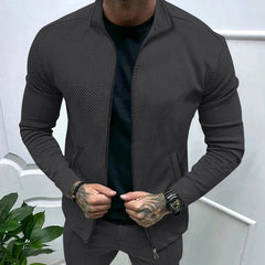 Stylish Men's Zip-Up Jacket with Textured Design for Modern Fashionistas