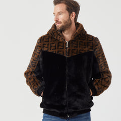 Custom-Made Mink Fur Leather Jacket with Unique Pattern Design