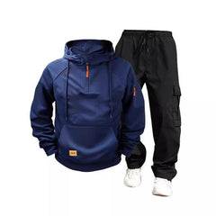 Men's Casual Solid Color Hooded Sweatshirt And Pants Set 54142080Y