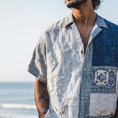 Men's Casual Bohemian Printed Short Sleeve Shirt MTA1828C2P