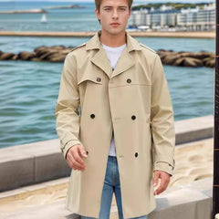 Classic Double-Breasted Trench Coat For Men - Stylish And Versatile Outerwear