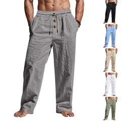 Men's Casual Drawstring Pants with Button Closure - Perfect for Summer and Everyday Wear