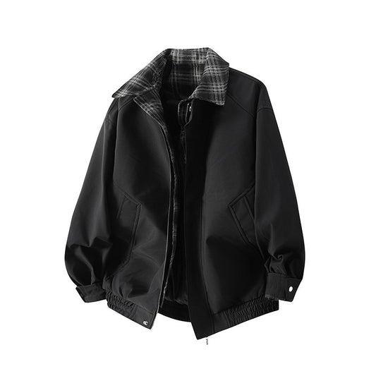 Stylish Brown Bomber Jacket With Plaid Lining For Men - Perfect For Casual And Outdoor Wear