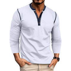 Men's Stylish Henley Long Sleeve T-Shirt - Perfect For Casual And Everyday Wear