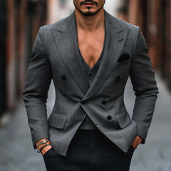 Men's Vintage Linen Breathable Double Breasted Blazer MTA0967D8TO