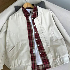 Stylish Bomber Jacket with Plaid Shirt Combo for Modern Fashionistas