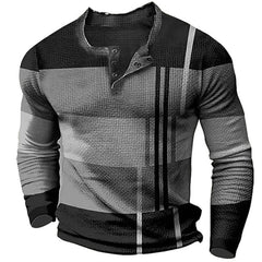Stylish Long Sleeve Henley Shirt with Embroidered Details for Men