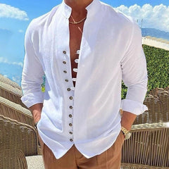 Stylish White Button-Up Shirt for Men - Perfect for Summer and Casual Outings
