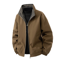 Stylish Plaid Lined Bomber Jacket for Men - Perfect for Casual and Outdoor Activities