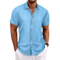 Men's Solid Color Textured Short Sleeve Shirt MTA1857C8X