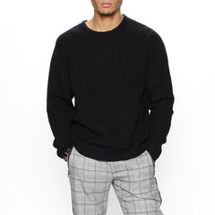 Classic Black Crew Neck Sweater For Men - Perfect For Casual And Formal Wear