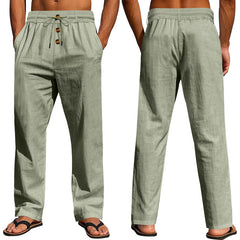 Men's Casual Drawstring Pants with Button Closure - Perfect for Summer and Everyday Wear