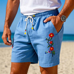 Men's Simple Embroidered Lightweight Beach Shorts MTA1479C3P