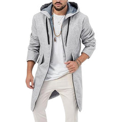 Stylish Hooded Longline Jacket For Men - Perfect For Casual And Semi-Formal Occasions