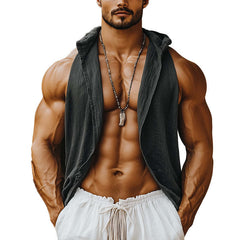 Men's Retro Simple Open Collar Tank Top MTA2762C3P