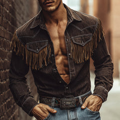 Rustic Fringe Denim Jacket with Western Charm
