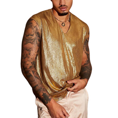 Men's Glitter Casual Solid Color Tank Top MTA3145C9X