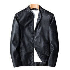 Stylish Stand-Collar Leather Jacket For Men - Perfect For Casual And Formal Wear