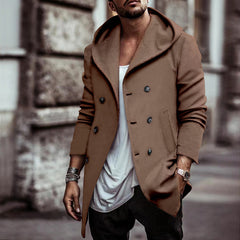 Stylish Double-Breasted Pea Coat For Men - Perfect For Casual And Formal Wear