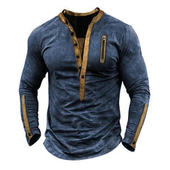 Men's Outdoor Tactical Zipper Henley Neck Long Sleeve T-Shirt 55877636X