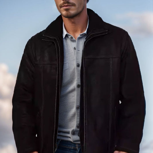 Men's Stylish Black Jacket with Detachable Hood - Perfect for Casual and Outdoor Adventures