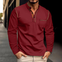 Stylish Men's Henley Polo Shirt with Contrast Trim - Perfect for Casual and Semi-Formal Occasions