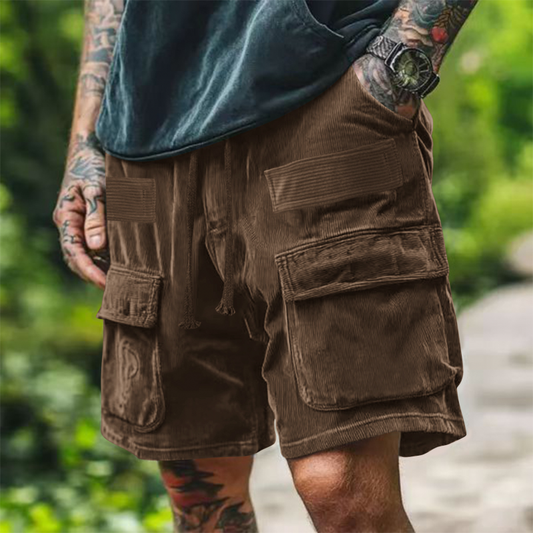 Men's Casual Corduroy Multi-Pocket Loose Cargo Shorts MTA3135C9M