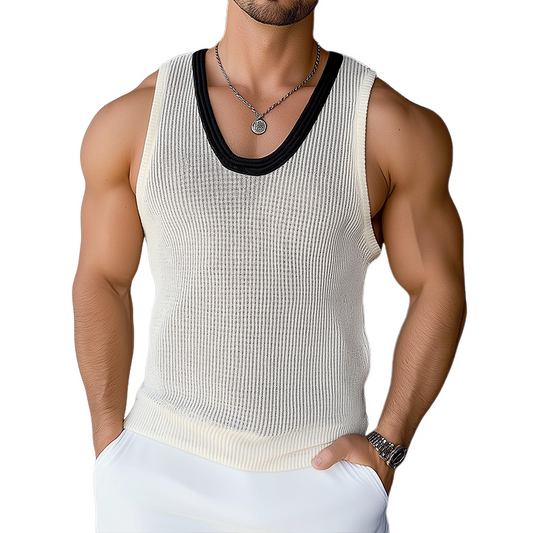 Men's Vintage Casual Knit Crew Neck Tank Top MTA0719D1TO