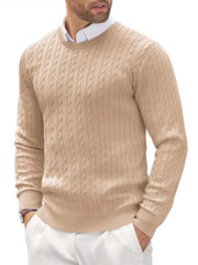Men's Cable Knit Crew Neck Sweater - Stylish and Comfortable for Everyday Wear