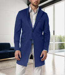 Classic Men's Longline Coat with Gold Button Accents