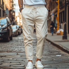 Men's Spring Fashion Casual Cotton Blended Elastic Waist Pants MTA3161C9K