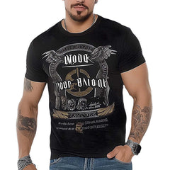 Men's Slim Fit Black Vintage Printed Short Sleeve T-Shirt MTA2062C2U