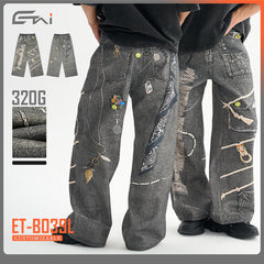Customizable Wide-Leg Jeans with Unique Embellishments for Fashion Lovers