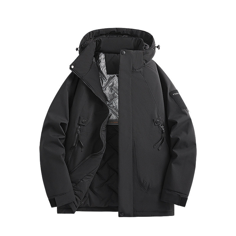 Lightweight Waterproof Jacket with Detachable Hood for Outdoor Adventures