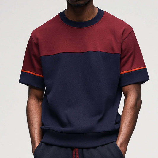 Men's Retro Casual Colorblock Round Neck Short Sleeve T-Shirt MTA2184C5TO