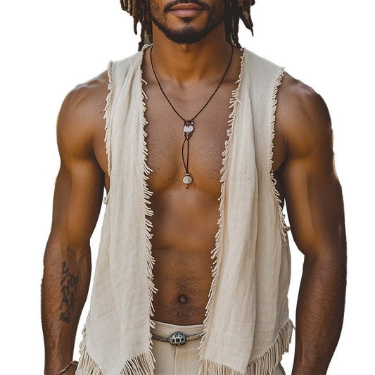 Men's Fringe Casual Open Vest MTA2131C6P