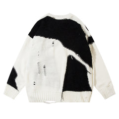 Distressed Heart Patch Sweater - Trendy And Cozy For Casual Wear