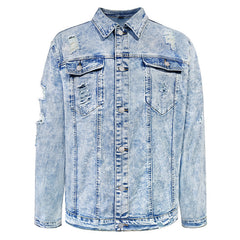 Distressed Denim Jacket for Men - Stylish and Durable Design