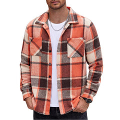 Men's Vintage Check Flannel Lapel Long Sleeve Shirt 17882382Y