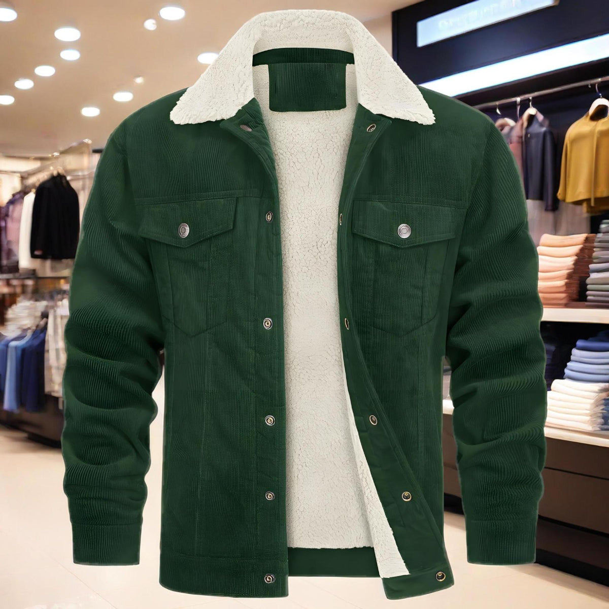 Winter-Ready Corduroy Jacket With Faux Fur Lining For Men
