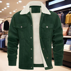 Winter-Ready Corduroy Jacket With Faux Fur Lining For Men