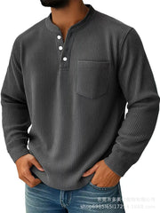 Men's Casual Henley Shirt With Chest Pocket - Perfect For Everyday Wear
