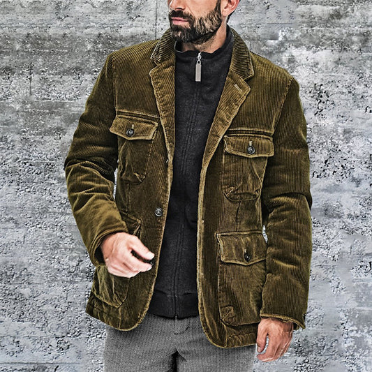 Men's Corduroy Jacket with Multiple Pockets - Perfect for Casual and Outdoor Wear
