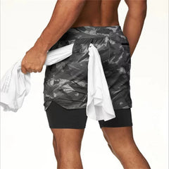 Men's Loose Running Shorts - Double-Layer Design, Multi-Pockets, Athletic/Casual Outdoor Gym Wear