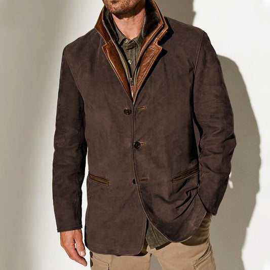Stylish Brown Blazer with Detachable Collar for Men - Perfect for Casual and Formal Occasions